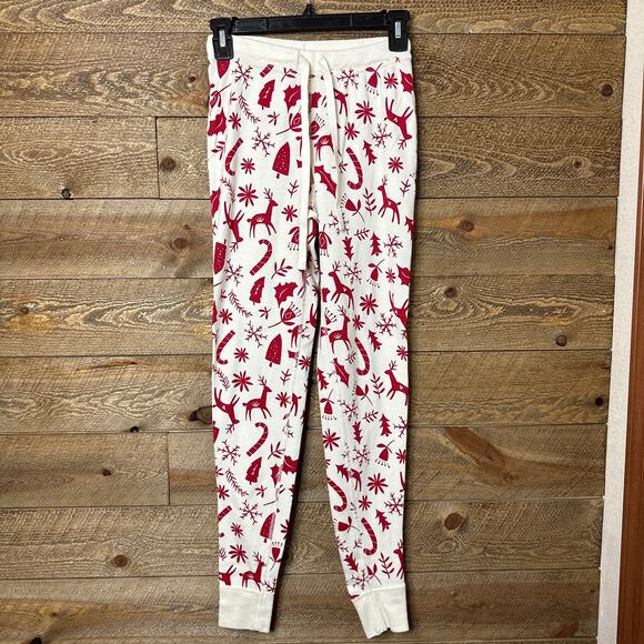 Hanna Andersson Pants - Hanna Andersson Long John Holiday Pajama Pant Red/White Cotton Size XS